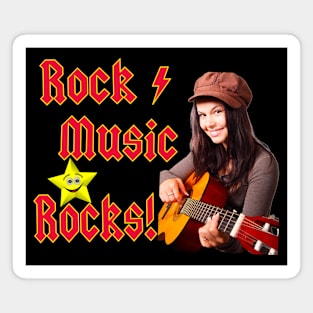 Rock Music Rocks! Corny Acoustic Guitar Music Magnet